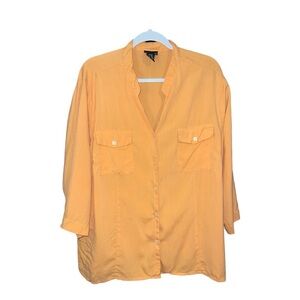 Notations Silk Women’s Button Down 3/4 Sleeve Bundle of Two Orange/Yellow 3xl KD